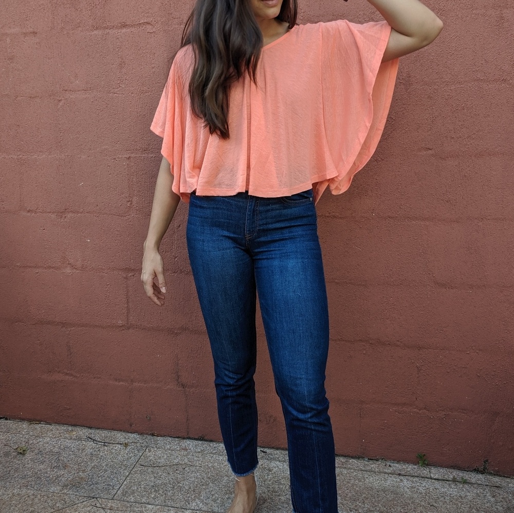 Orange flowy top